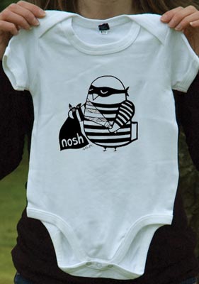 A4 : Baby Grow : Burglar Bird